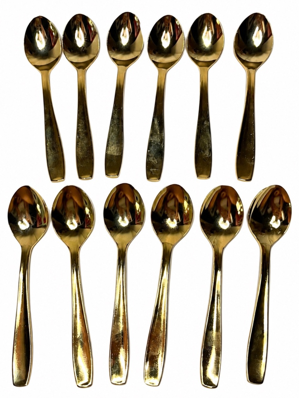 Vintage The Cellar Goldtone Stainless Steel Teaspoons - 12 Piece Matching Lot